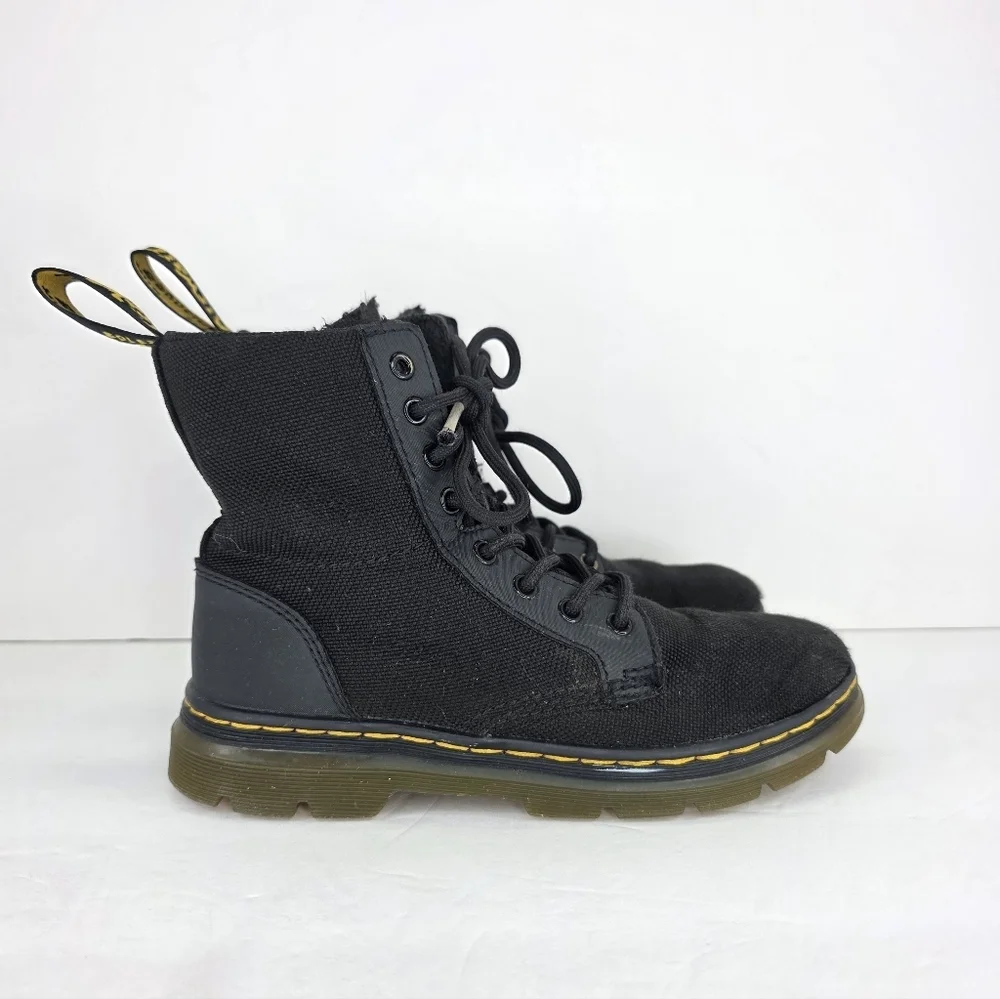 Dr. Martens Junior Comb KIDS Black Tough Poly Combat Ankle Boots Zip Up Size 1